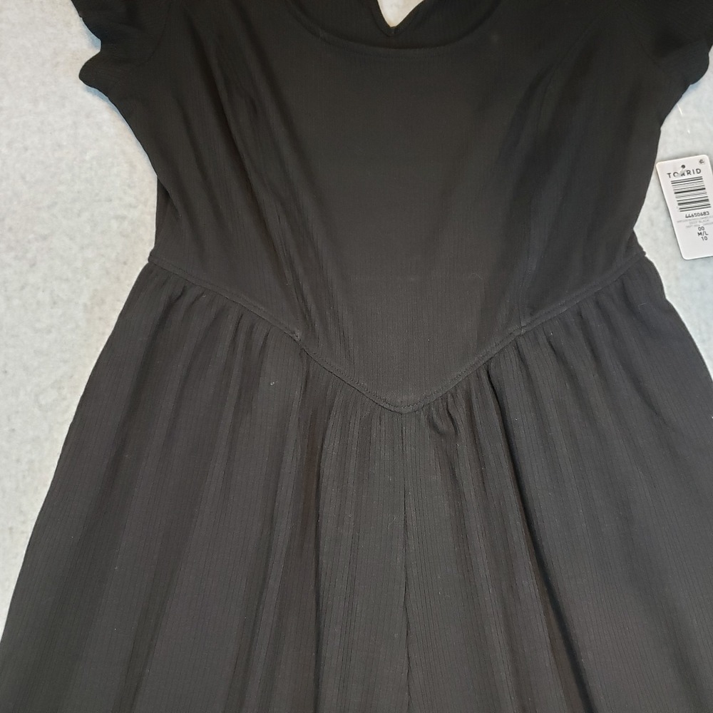 Torrid Short Sleeve Rib Princess Seam Wide Leg Jumpsuit Black Size M/L NWT - Picture 5 of 11